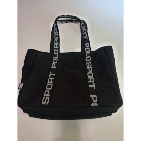 Ralph Lauren Y2K Polo Sport Spell out Tote Bag Black Large RARE 90s Vintage - Picture 1 of 11